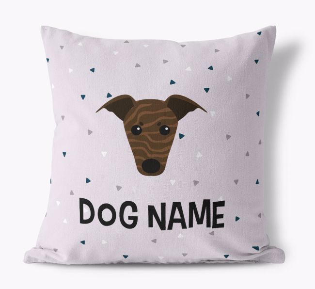 Triangle Pattern with {dogsName}'s Icon: Personalized Canvas Pillow